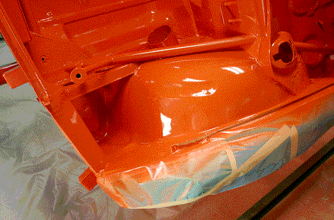 Jagermeister Tribute #707 914/6 GT 2.5L Vintage Race Car Build Left inner fender painted