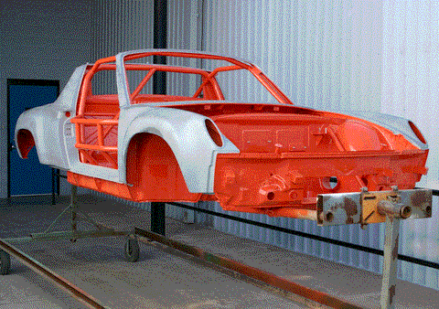 Jagermeister Tribute #707 914/6 GT 2.5L Vintage Race Car Build chassis painted