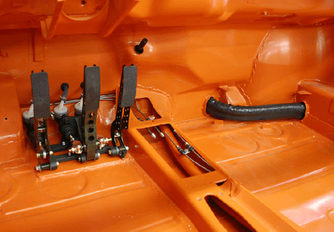 Jagermeister Tribute #707 914/6 GT 2.5L Vintage Race Car Build Tilton pedal detail