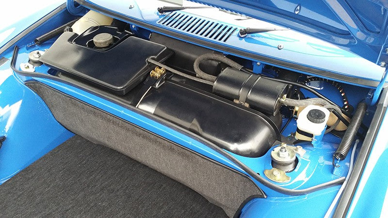 1970 9146 To 2.2L 911S Adriatic Blue Restoration front trunk compartment completed 2