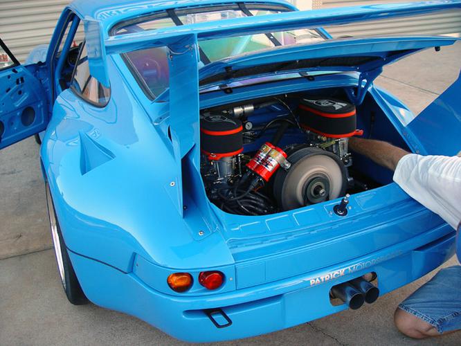 Riviera Blue 911 RSR Race Car With 964 3.8L G50 5 Speed Race Car Upgrade Conversions Rear Deck Lid Spoiler Up Engine Bay Reveal