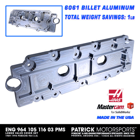 BILLET ALUMINUM LOWER VALVE COVER SET FOR PORSCHE 964 3.6L ENGINES (ENG 964 105 116 03 PMSENG 964 105 116 03 PMS / ENG-964-105-116-03-PMS / ENG.964.105.116.03.PMS / ENG96410511603PMS / 96410511603 / 964 105 116 03 / 964.105.116.03 / 964-105-116-03)