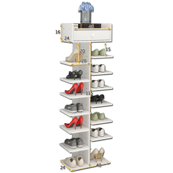 8-tier Shoe Rack with Top Drawer- Black 