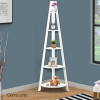 5-tier Ladder Wall Corner Bookshelf - White