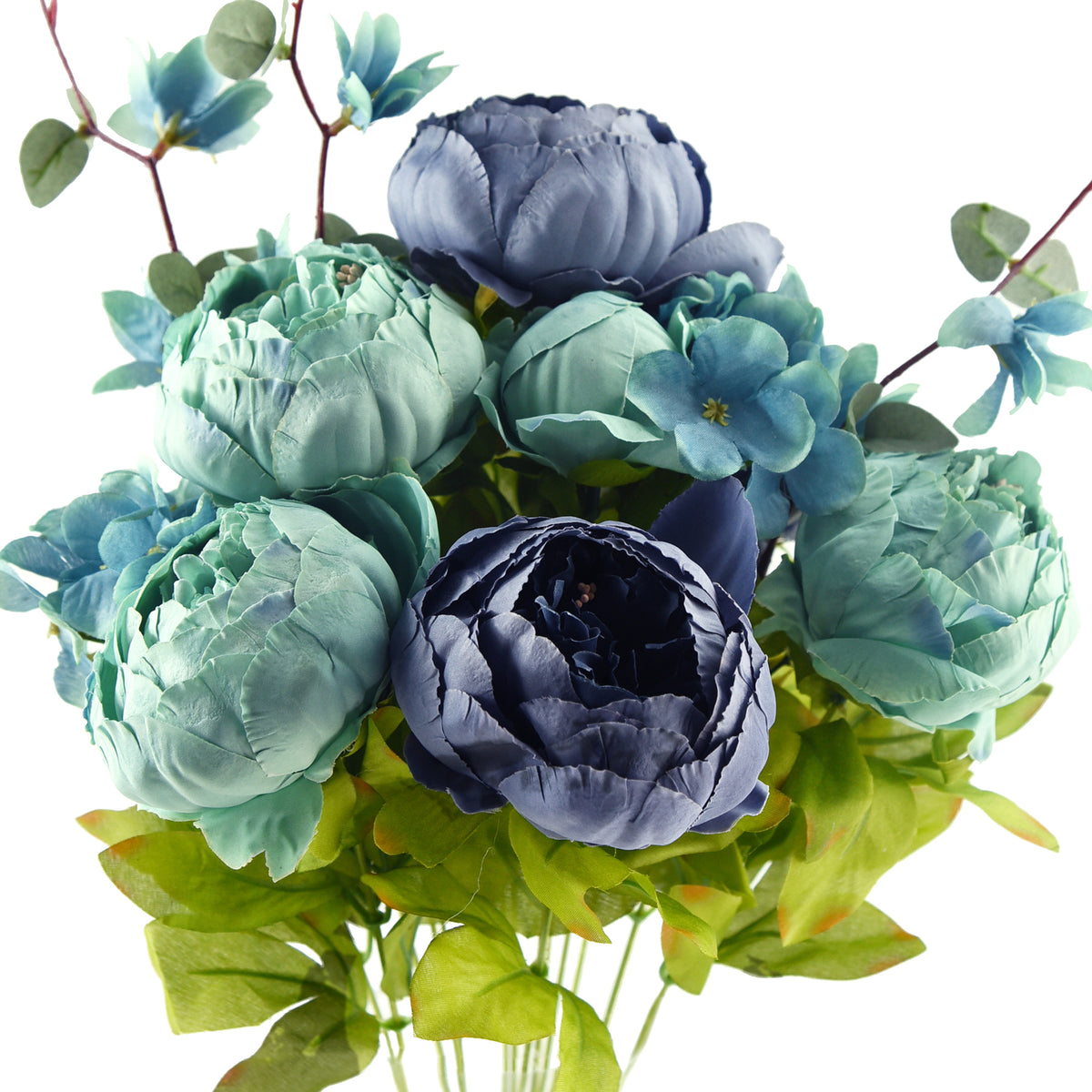 Mixed Blue Silk Peonies Artificial Flower Bouquet – FiveSeasonStuff