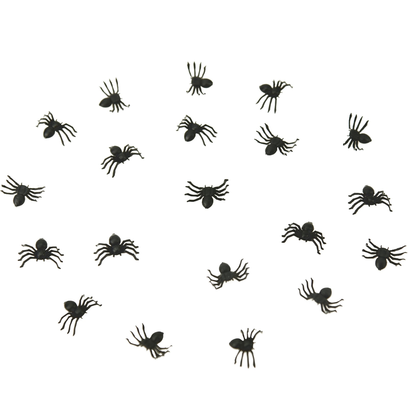 black plastic spiders