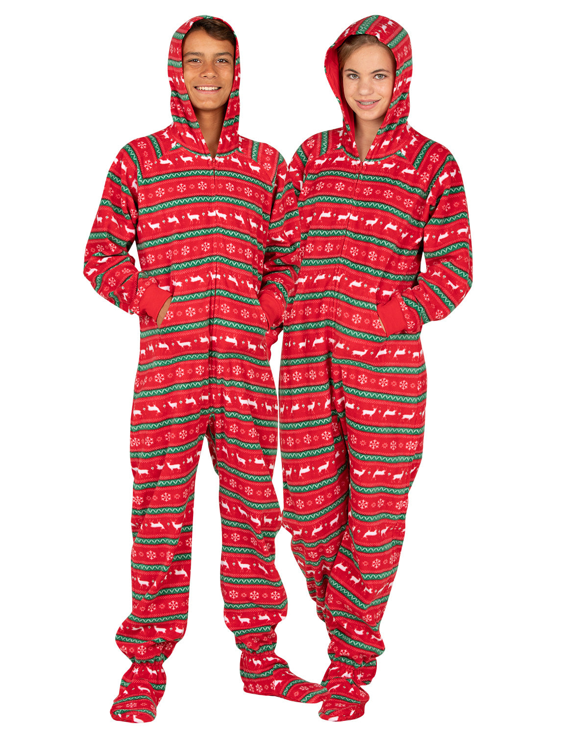 gelijkheid Deter Kilauea Mountain Nordic Christmas Hoodie One Piece - Kids Hooded Footed Pajamas | Hooded One  Piece Pjs | Kids Hooded Pajamas - Footed Pajamas Co.