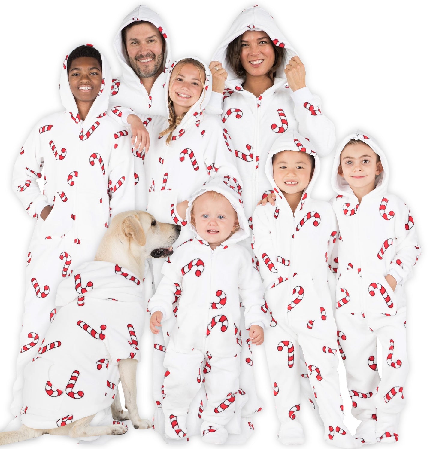 Candy Cane Lane Family Matching Hoodie Footed Pajamas Onesies For Boys Girls Men Women And Pets Footed Pajamas Co