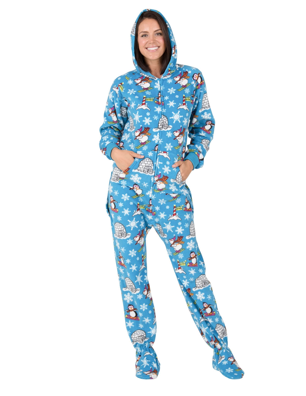 Adult Hooded Drop Seat Pajamas 