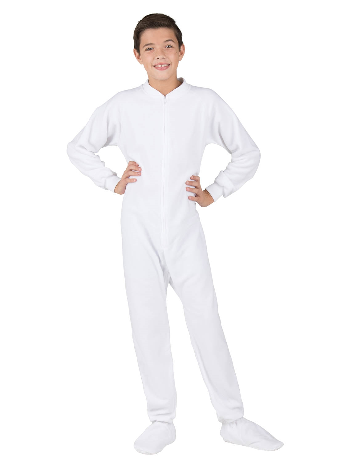 Footed Pajamas® - Arctic White Kids Fleece Footed Pjs - Footed Pajamas Co.