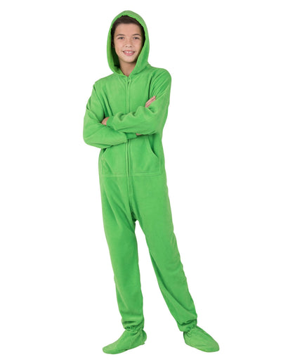 Emerald Green Hoodie One Piece - Kids Hooded Footed Pajamas | Hooded ...