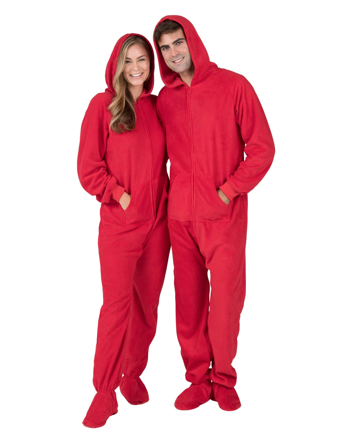Bright Red Hoodie One Piece - Adult Hooded Footed Pajamas | One Piece ...