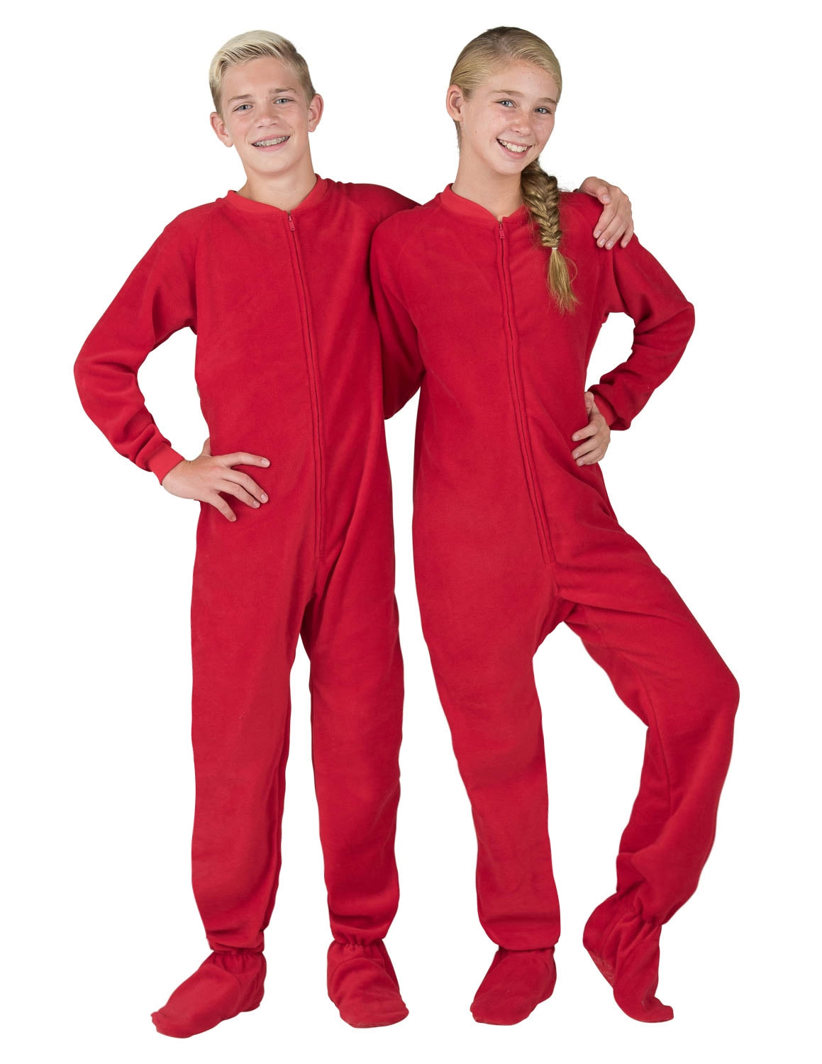 Bright Red - Kids Footed Pajamas | Kids Pajamas | One Piece - Footed ...
