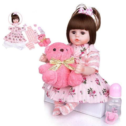 Boneca Bebê Reborn 45 cm Feita À Mão Com Roupinha Pink - Ifcat ToyStore