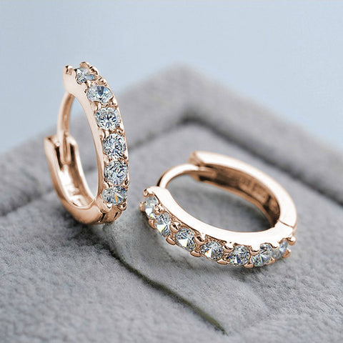 Rose Gold White Zircon Mini Hoop Earrings