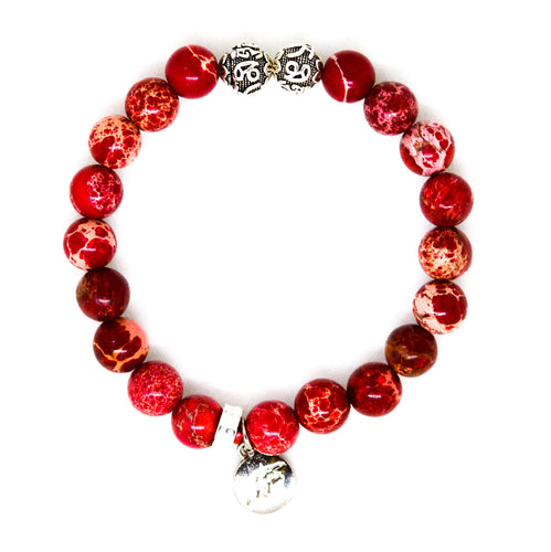 Sterling Silver Red Coral Bead Bracelet | PlayHardLookDope L 8