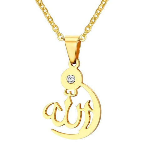New Allah Stainless Steel Gold-Colour Necklace from Almas Collections