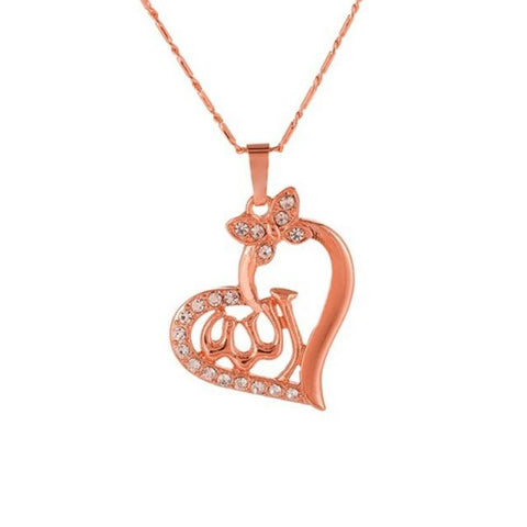 Allah Rose Gold Heart color necklace from Almas Collections