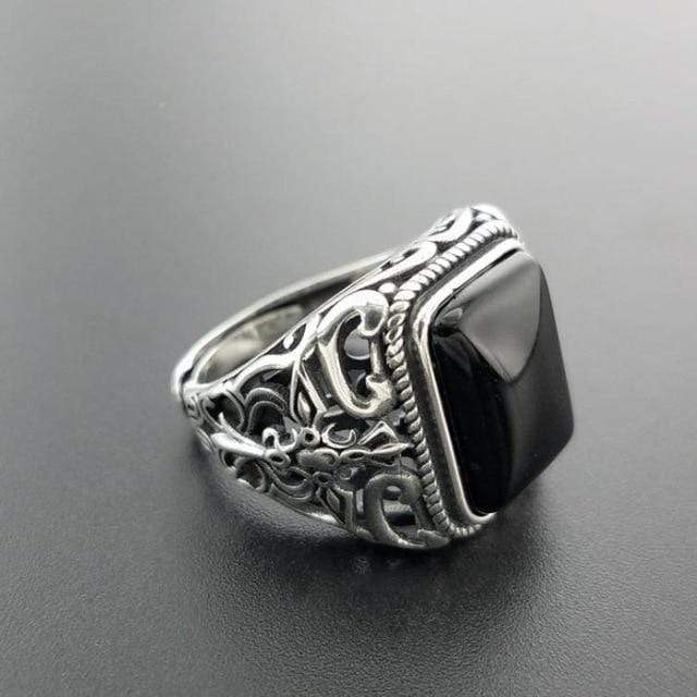 Vintage Black Onyx 925 Sterling Silver Ring Almas Collections