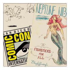 Curio & Co. goes to Comic-Con 2012! Illustration of Oberfaffendorfer Neptune Nibble, Frank and His Friend and San Diego Comic Con Logo, Curio and Co. www.curioandco.com