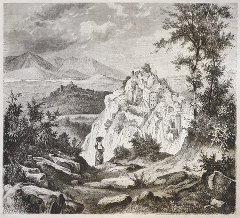 Italy from the Alps Landscape with Mountain Village (1877)