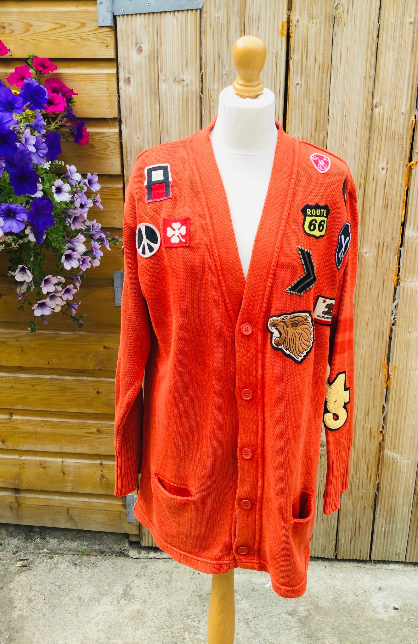 80s Vintage Levi's Orange Longline Cardigan with Patches – Liberty and  Jasmine Vintage Clothing