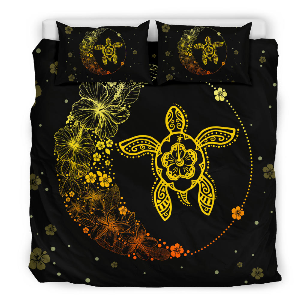 Hawaii Colorful Flower Black And Yellow Bedding Set Ah Alohawaii