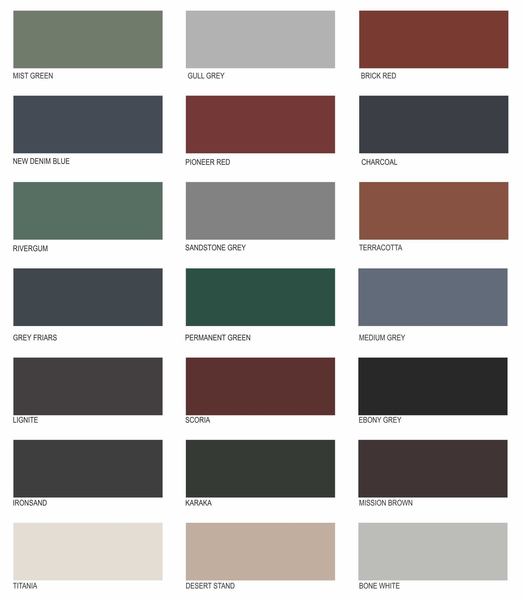 Dulux Roof Paint Colour Chart