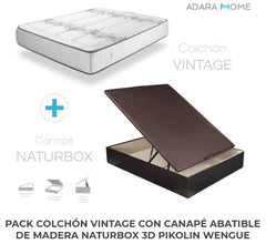 Pack Colchón Vintage con Canapé Abatible de Madera Naturbox 3D Pikolin Wengue Precio habitual€542,50
