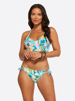 JESSICA SIMPSON Bikini top Swimwear O-Ring Smocked Bralette Tropical –  Luxury on a Dime