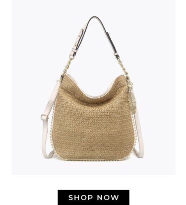 Camille Straw Convertible Hobo Natural