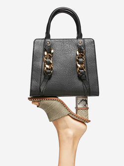 Jessica Simpson Women's Adult Charlie Satchel Handbag Meteorite Black 