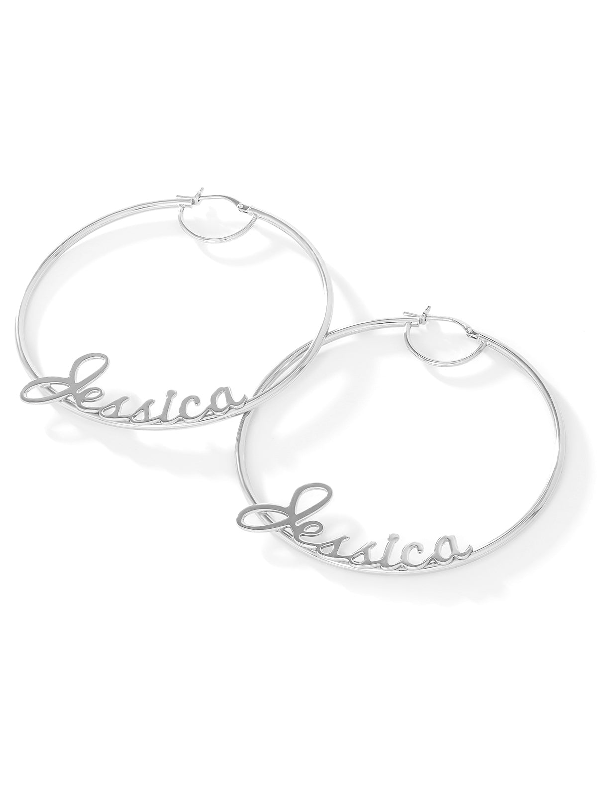 Image of Personalized Hoop Earrings in Sterling Silver