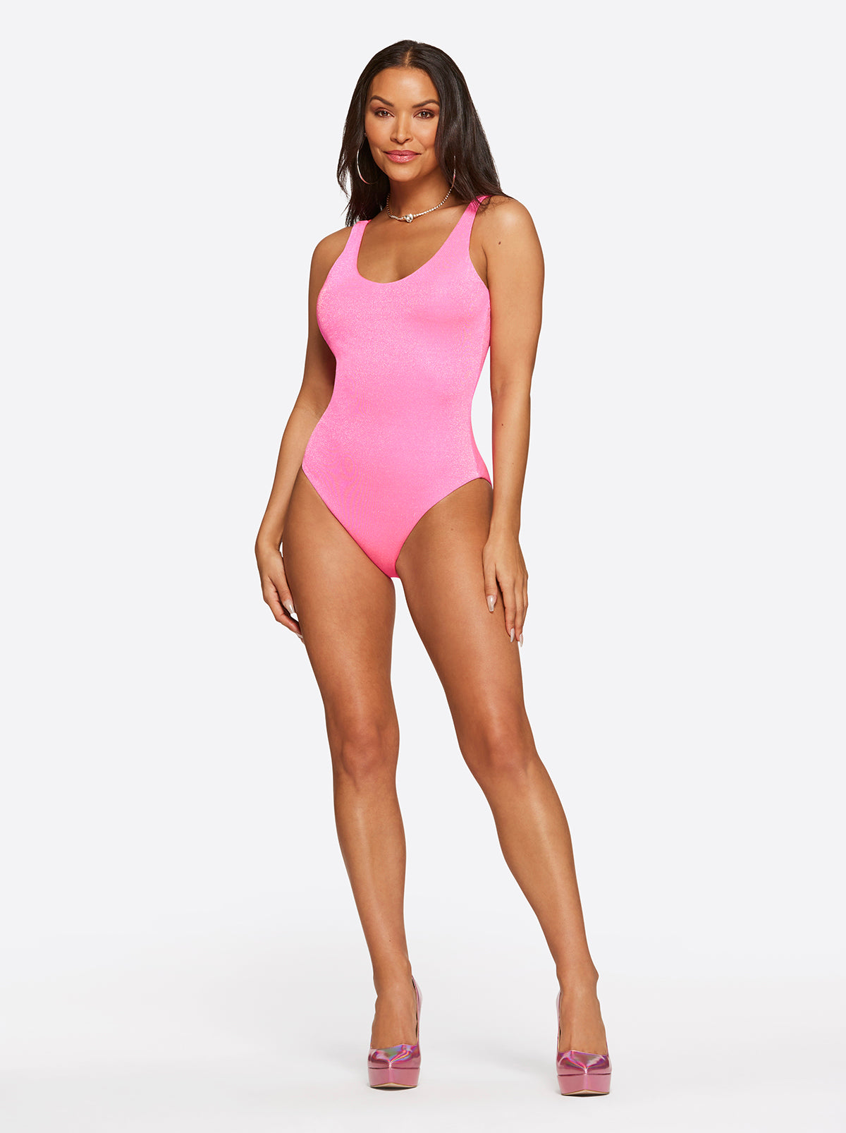 Image of Glitter Bomb Singlet One Piece in Pop Pink