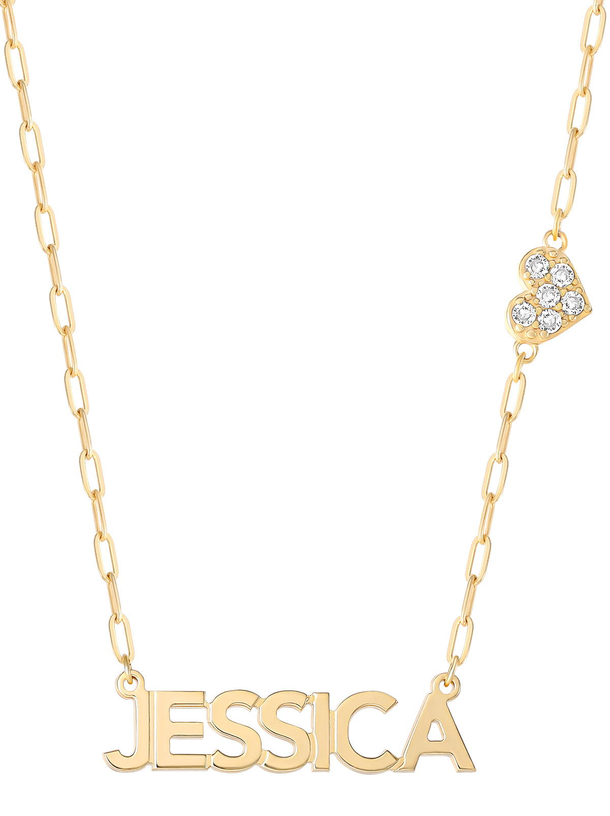 Image of Personalized Necklace with Pavé Cubic Zirconia Charm - Gold