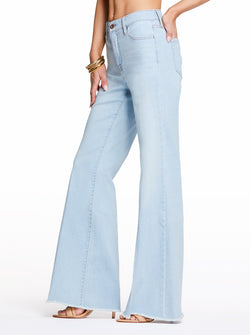 Jessica Simpson Charmed Fitted Split Front Hem Flared Denim Jeans