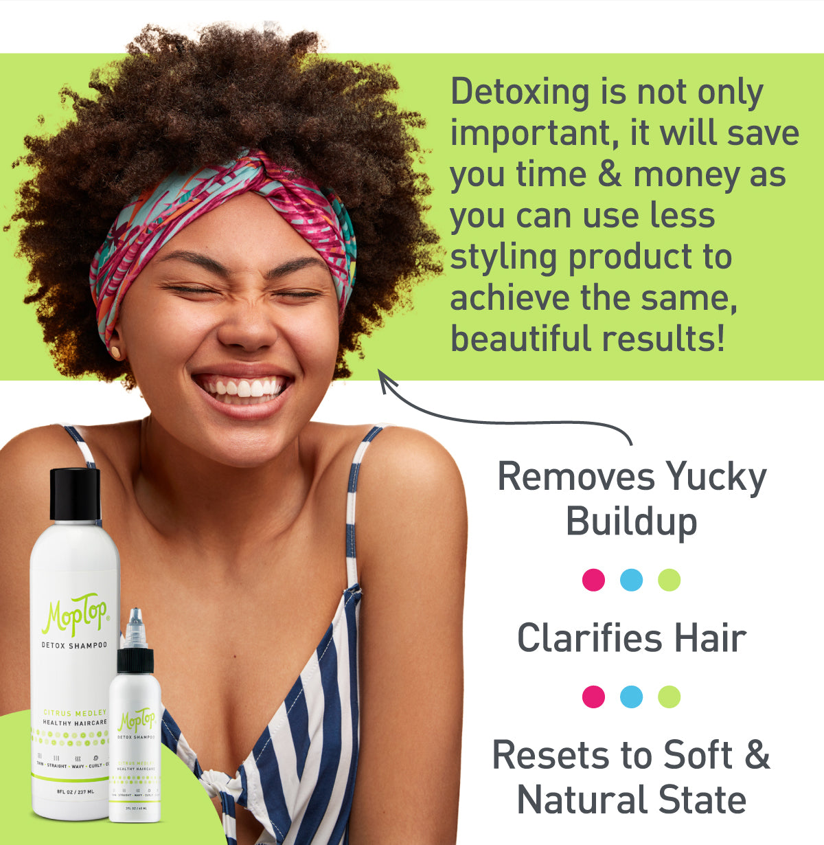 Detox is important to remove buildup, clarify hair and reset to natural state