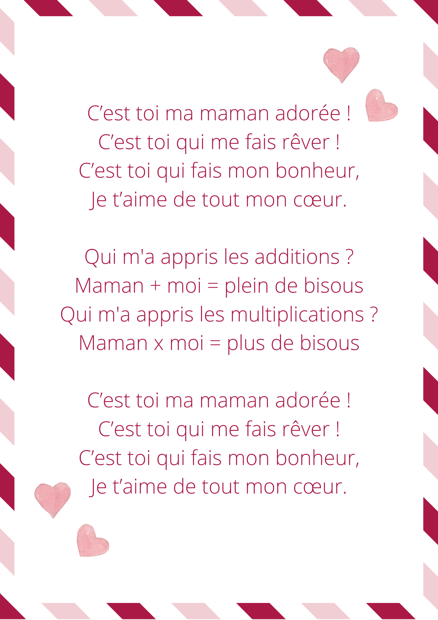 French poem for mother's day - comptine fête des mères