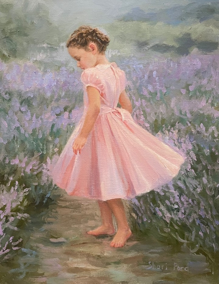 Classic heirloom children’s oil portrait by Shari Ford - timeless smocked dress by Charlotte sy Dimby