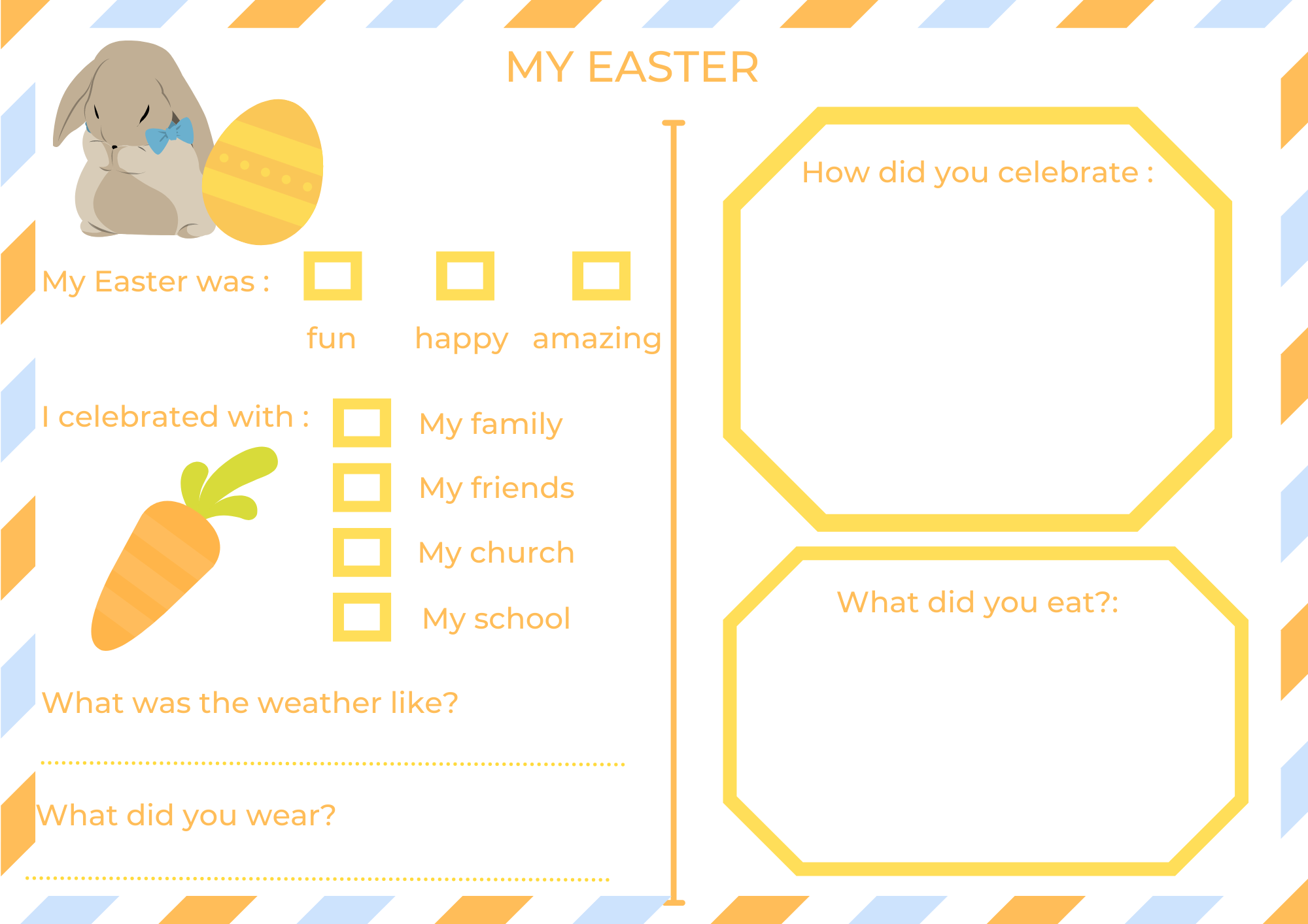 Easter holiday fun and creative Pen Pal template for children Charlotte sy Dimby - Charlotte and Burlington