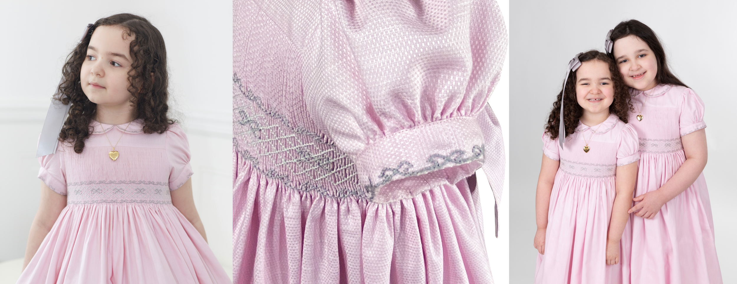 Charlotte sy Dimby pink bow classic traditional timeless smocked dress for babies and girls bow lover