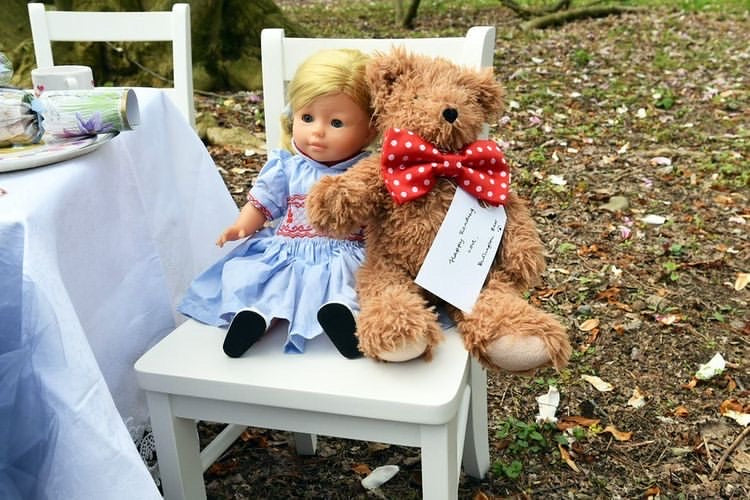 Charlotte sy Dimby children's tea party celebrate childhood classic heirloom smocked dresses for girls doll and bear