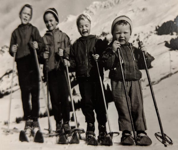 Black and white skiing photo