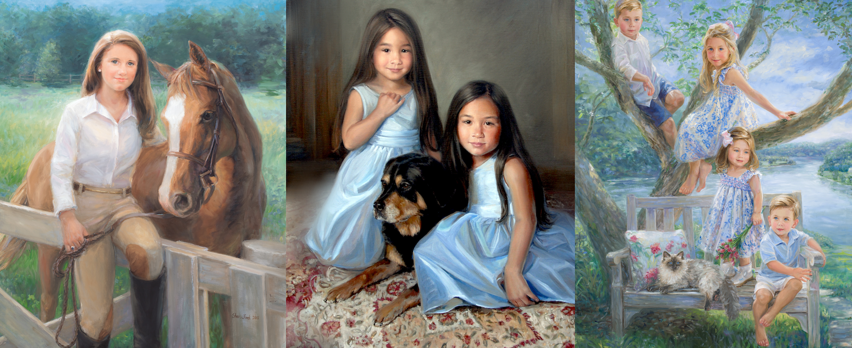 Children and pet animal heirloom Commissioned Oil Portraits on Linen