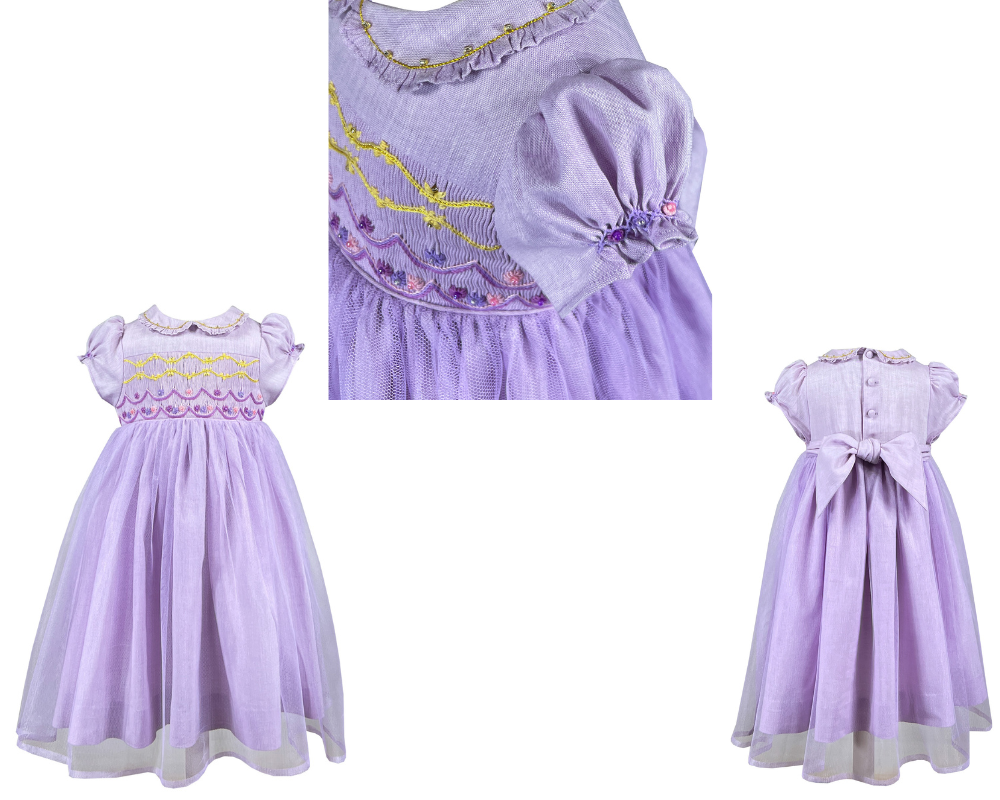 Rapunzel Tangled Disney purple lilac princess dress Charlotte sy Dimby high quality handmade fairytale smocked dress party