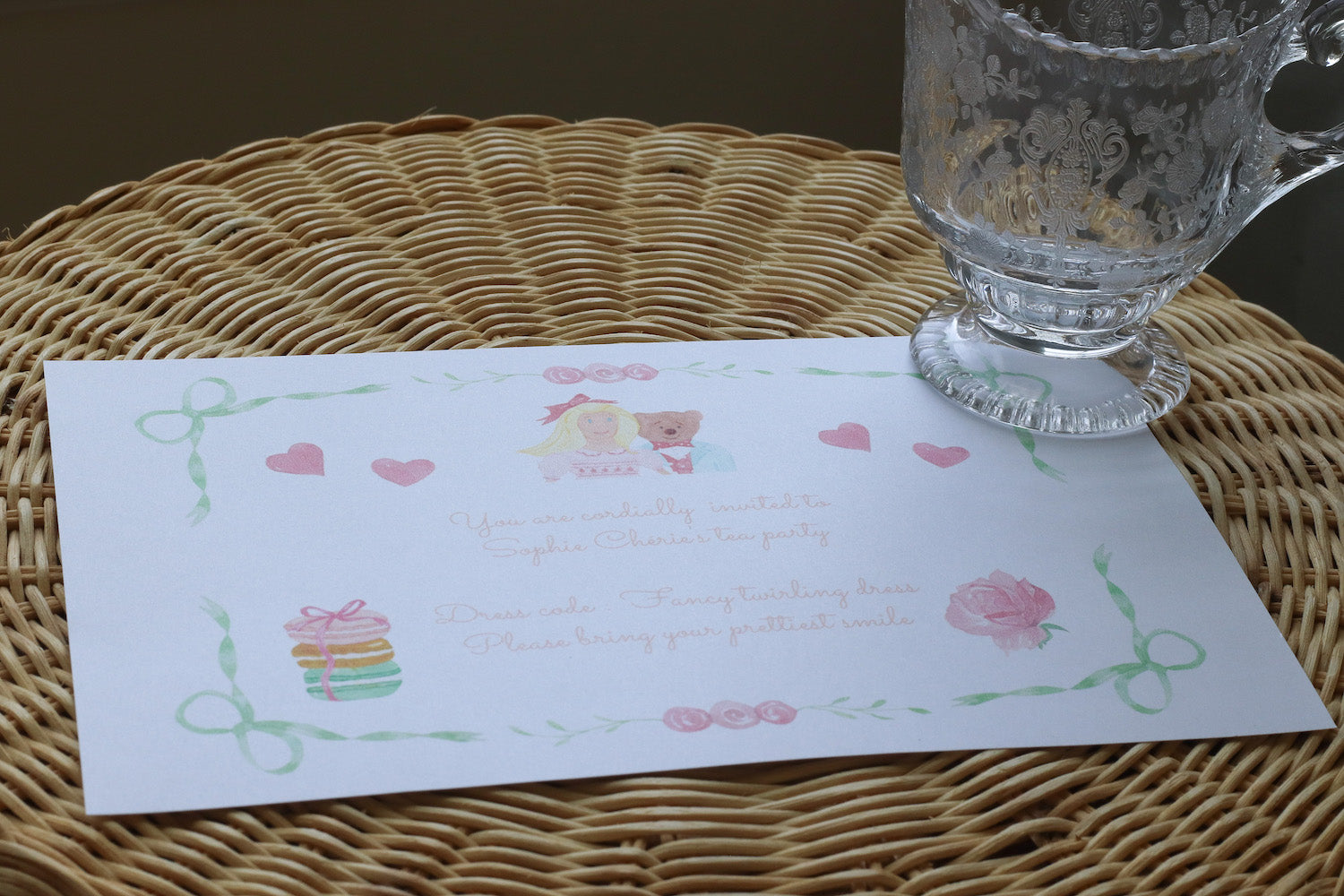 Charlotte and Burlington tea party invitations