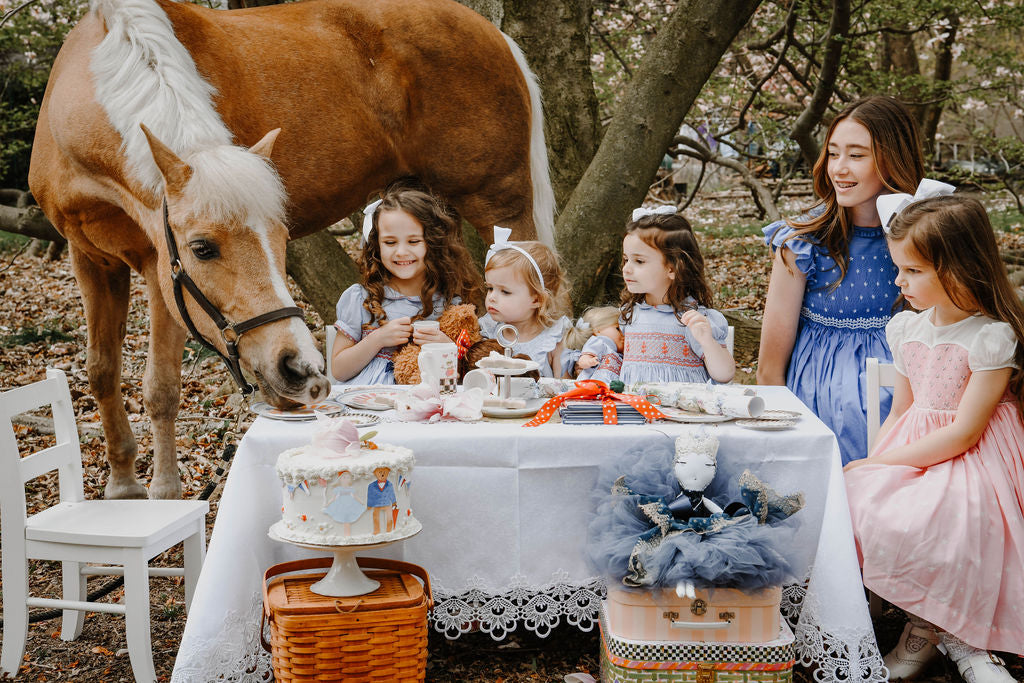 Charlotte sy Dimby children's tea party celebrate childhood classic heirloom smocked dresses for girls