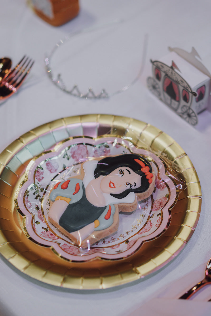 Princess Fairytale birthday theme party decor and outfit inspiration for little girls Australia celebrate childhood disney princess cookie