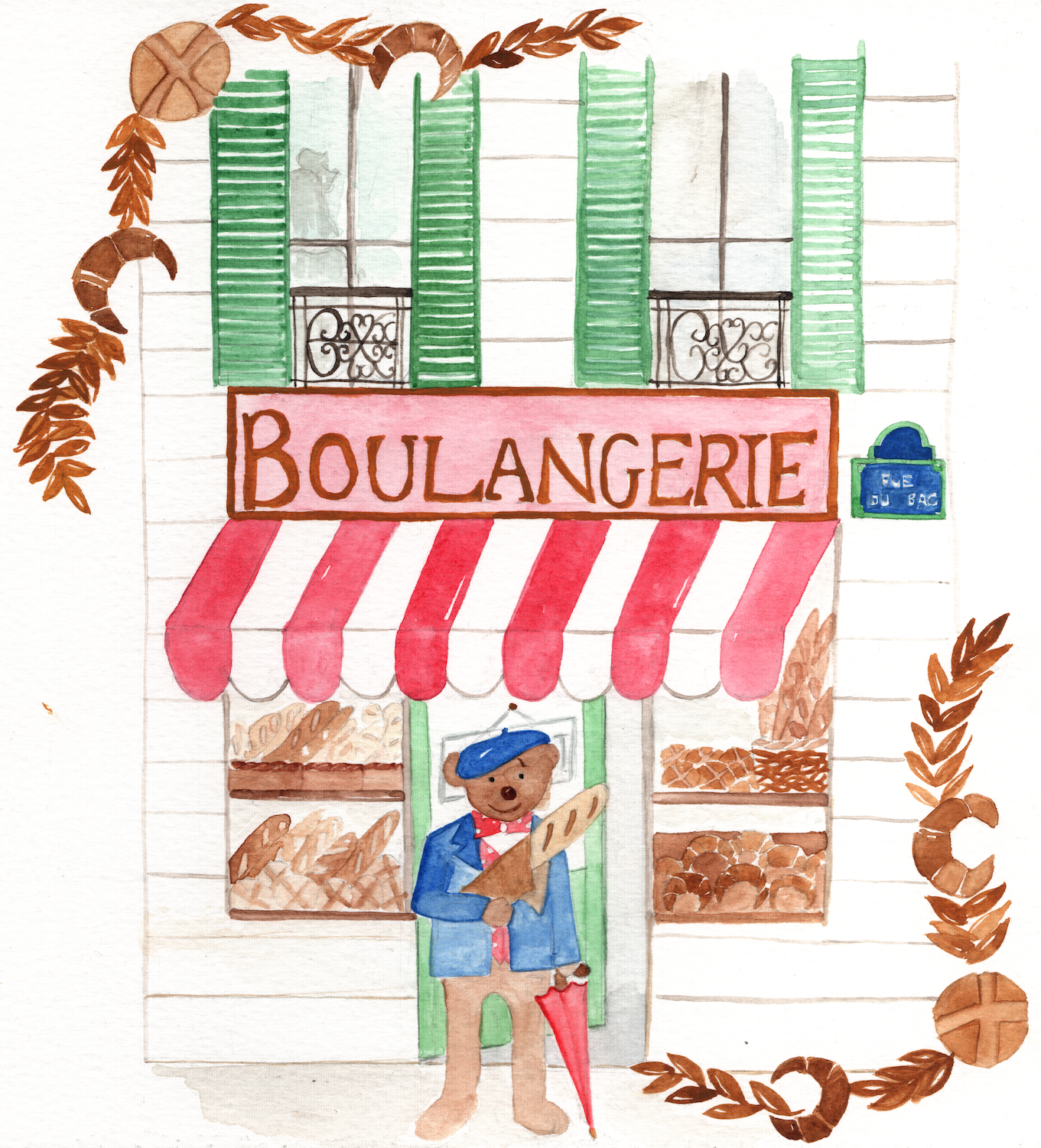 Boulangerie Paris themed coloring for children