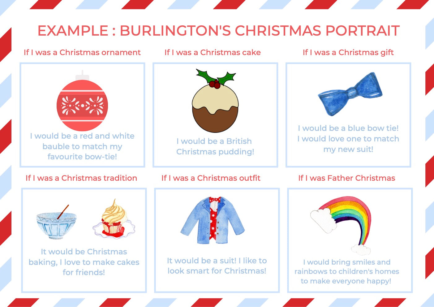 Charlotte and Burlington Christmas pen pal template for children and families snail mail